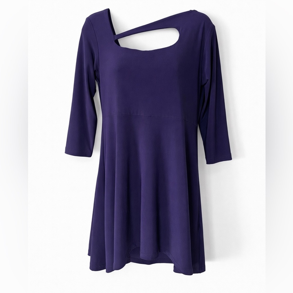 Sympli Halo Tunic Purple Top Size 8 Made in Canada Cutout Neck Stretch Jersey - Picture 2 of 6